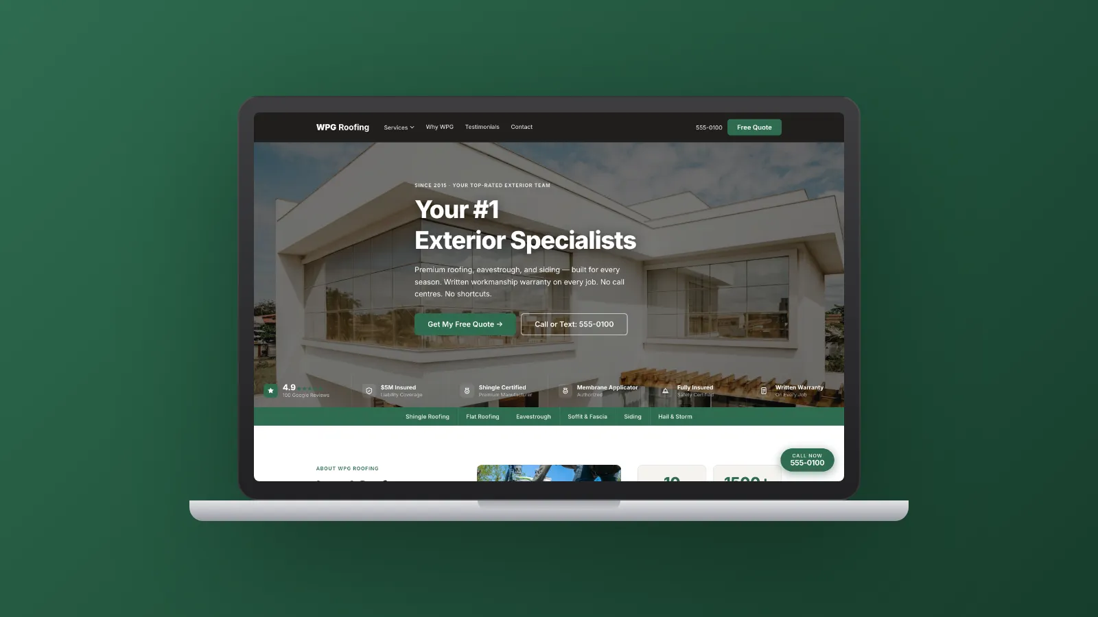 WPG Roofing Redesign — hero image