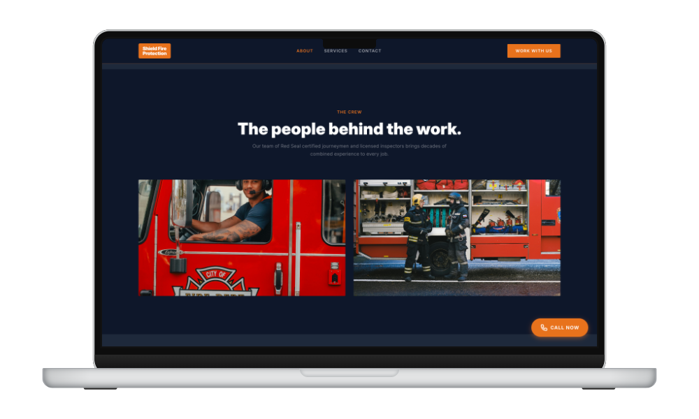 Laptop mockup — team and crew detail