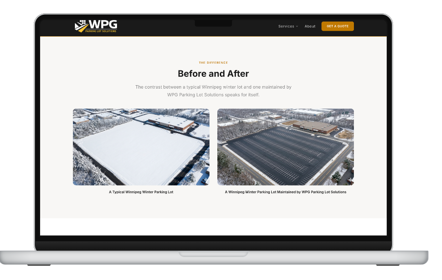 Laptop mockup — before/after section